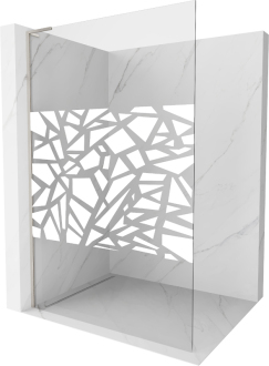 Mexen Kioto L Walk-in sprchová stěna 80x200, bílý vzor, kartáč. nikl 800-080-103-97-85