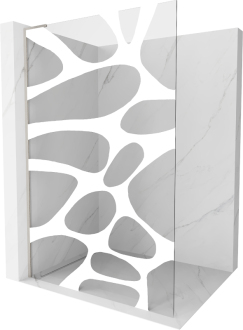 Mexen Kioto L Walk-in sprchová stěna 80x200, bílý vzor, kartáč. nikl 800-080-103-97-97