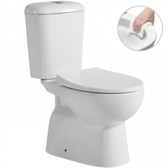 CERANO WC kombi Favo, Rimless + sedátko spodní odpad bílá lesklá 37,5x63 cm CER-428437