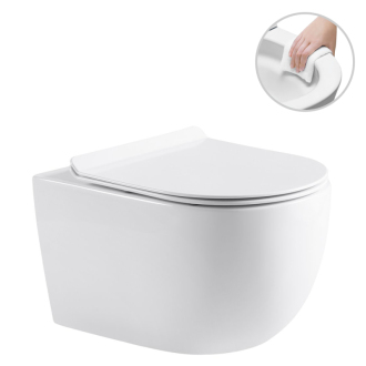CERANO Závěsná WC mísa Felci, Rimless + UF sedátko bílá lesklá 36x52,5 cm CER-417377