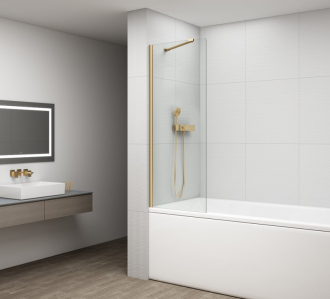 FISA vanová zástěna 600x1500mm, zlato mat, čiré sklo FS1062-G