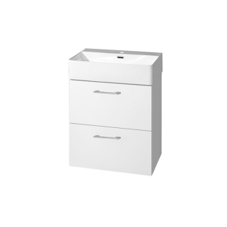 Leny skříňka s keramickým umyvadlem, 500x675x420 mm, spodní, bíla lesklá, 2 zásuvky CN810N