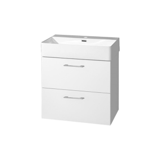 Leny skříňka s keramickým umyvadlem, 600x675x420 mm, spodní, bíla lesklá, 2 zásuvky CN811N