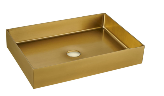 Umyvadlo na desku ve zlaté barvě SAT Aurum 55x38 cm bez přepadu SATAUR5538BG