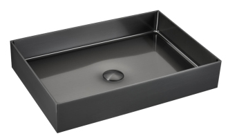 Umyvadlo na desku v barvě gun metal SAT Aurum 55x38 cm bez přepadu SATAUR5538BGM