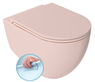 INFINITY závěsná WC mísa, Rimless, 36,5x53cm, růžová Salmon 10NF02004-2S