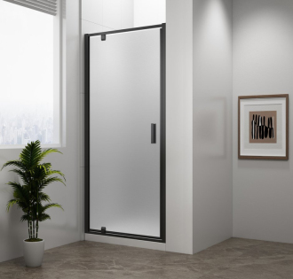 EASY BLACK sprchové dveře otočné 760-900mm, sklo Brick