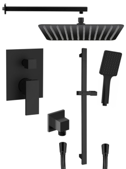 CUBEMIX podomítkový sprchový set s pákovou baterií, držák sprchy, černá mat CM042B-02