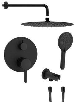 ICONIC podomítkový sprchový set s pákovou baterií, 2 výstupy, vyústění černá mat AF042B-01
