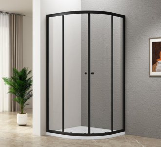 ARLETA BLACK čtvrtkruhová sprchová zástěna 800x800mm, čiré sklo