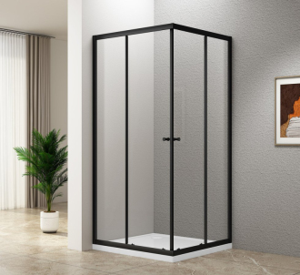 AGGA BLACK čtvercová sprchová zástěna 800x800mm, čiré sklo