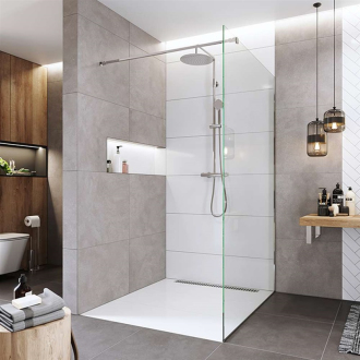 Novea sprchová stěna Walk in 130 x 200 cm, sklo 8mm, lišta ke stěně, EASY CLEAN CK10607H