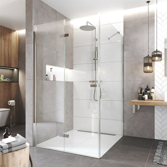 Novea zalamov.kout,čtverc., 100x100x200cm, levý, chrom ALU, sklo čiré 6/8mm, EC CK13833ZL