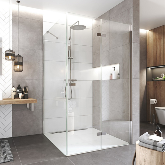 Novea zalamov.kout,čtverc., 120x120x200cm, pravý, chrom ALU, sklo čiré 6/8mm, EC CK14843ZP