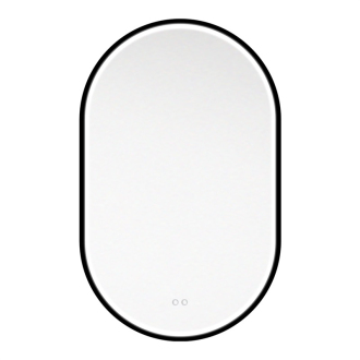 Zrcadlo oválné 500x800 mm, LED osvětlení, černý rám CN170