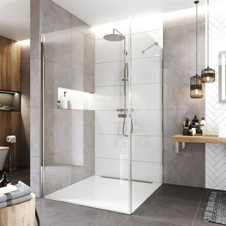 Novea pivotový kout,čtverc.., 100x100x200 cm, L/P, chrom ALU, sklo čiré 6/8mm, EC CK13933Z