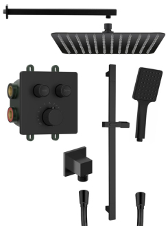 SMART SELECT podomítkový sprchový set s termost baterií, držák sprchy, černá mat RP042B-02