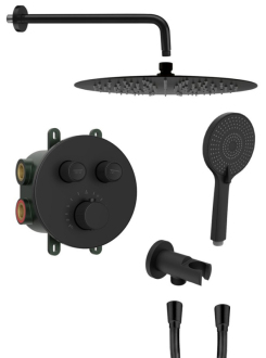 SMART SELECT podomítkový sprchový set s termostatickou baterií, černá mat RP032B-01