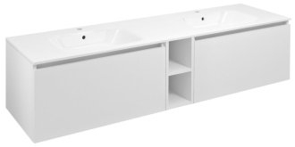LOREA skříňka s dvojumyvadlem 161x46x51,5cm (70+20+70cm), bílá mat LE070-3131-07