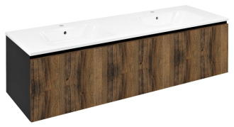 LOREA skříňka s dvojumyvadlem 181x46x51,5cm, dub collingwood/černá mat LE090-1935-03