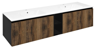 LOREA skříňka s dvojumyvadlem 181x46x51,5cm, dub collingwood/černá mat LE080-1935-07