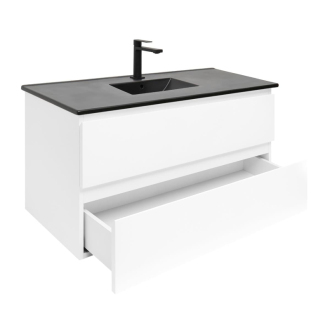 Koupelnová skříňka s keramickým umyvadlem SAT B-Way 99x50x45 cm bílá lesk BWAY2100WU4B2B