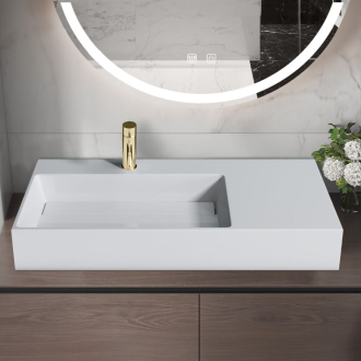 REA Archi umyvadlo na desku - konglomerát, 90cm, bílá matná  REA-U4301