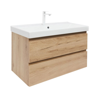 Koupelnová skříňka 2 zásuvková s umyvadlem SAT B-Way 99x50x45 cm dub mat BWAY2100OAKU1BBI