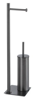 TRILLY stojan s držákem na toaletní papír a WC štětkou, hranatý, gun metal TR3281 58184