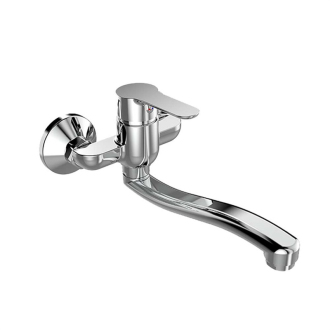 Mereo Zuna dřezová baterie nástěnná 100 mm s ramínkem plochým vyhnutým 210 mm CB301AZ