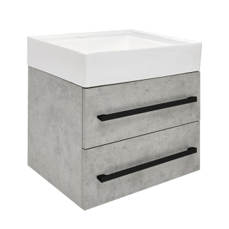 Koupelnová skříňka s umyvadlem a černou úchytkou SAT Cube Way 60x53x46 cm beton mat CUBE46C602BESATCW