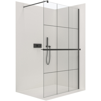 CERANO Sprchová zástěna Walk-in Onyx T L/P  +držák černá mat, grafitové sklo 110x60
