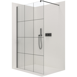 CERANO Sprchová zástěna Walk-in Onyx T L/P  +držák černá mat, industriální sklo 150x120
