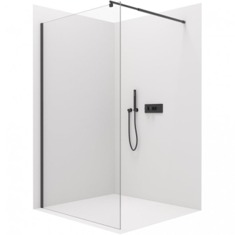 CERANO Sprchová zástěna Walk-in Onyx T L/P  +držák černá mat, rýhované sklo 140x50