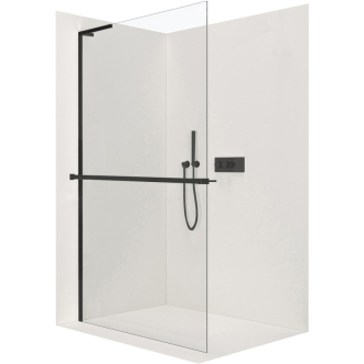 CERANO Sprchová zástěna Walk-in Onyx L/P držák L-levá  černá mat, transparent sklo 150x200
