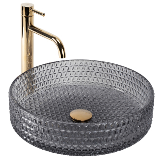 Rea Umyvadlo na desku Rea Cristal Grey 39 nikiel brush ring REA-U8880