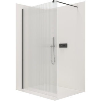 CERANO Sprchová zástěna Walk-in Onyx L/P kulatá  černá mat, rýhované sklo 130x200