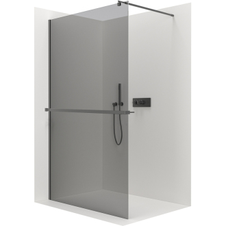 CERANO Sprchová zástěna Walk-in Onyx L/P držák  černá mat, grafitové sklo 110x200
