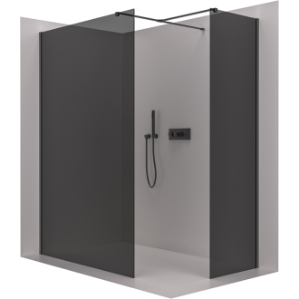 CERANO Sprchová zástěna Walk-in Onyx T L/P  černá mat, grafitové sklo 140x70