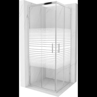 MEXEN RIO sprchový kout čtverec 80x80x190 cm 5mm chrom-pásy 860-080-080-01-20