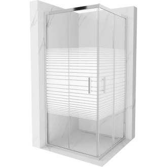 MEXEN RIO sprchový kout čtverec 90x90x190 cm 5mm chrom-pásy 860-090-090-01-20