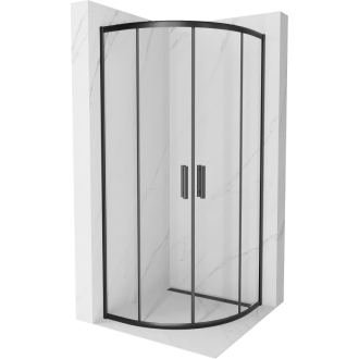 MEXEN RIO sprchový kout čtvrtkruh 80x80x190 cm 5mm černá-čiré 863-080-080-70-00