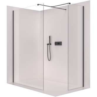 CERANO Sprchová zástěna Walk-in Onyx T L/P  černá mat, transparent sklo 150x50