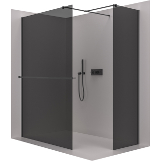 CERANO Sprchová zástěna Walk-in Onyx T L/P +držák černá mat, grafitové sklo 160x140