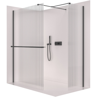 CERANO Sprchová zástěna Walk-in Onyx T L/P +držák černá mat, rýhované sklo 140x60