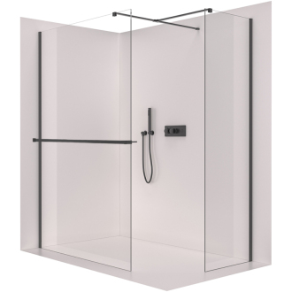 CERANO Sprchová zástěna Walk-in Onyx T L/P +držák černá mat, transparent sklo 90x50
