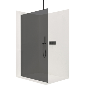 CERANO Sprchová zástěna Walk-in Onyx Top Cube L/P  černá mat, grafitové sklo 110x200