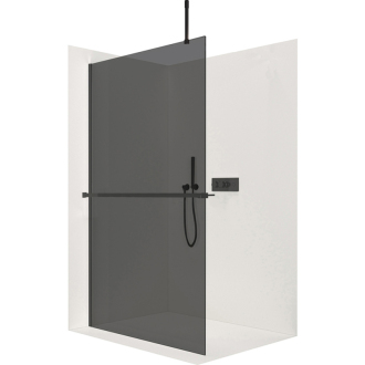 CERANO Sprchová zástěna Walk-in Onyx Top Cube L/P +držák černá mat, grafitové sklo 70x200