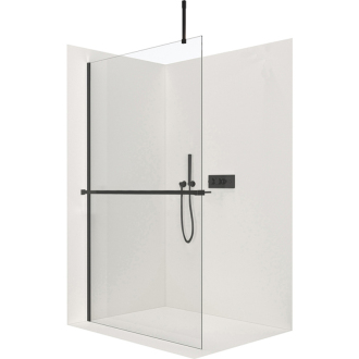 CERANO Sprchová zástěna Walk-in Onyx Top Cube L/P držák černá mat, transparent sklo 70x200