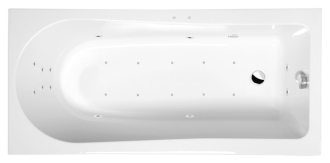 LISA hydromasážní vana, 160x70x47cm, Attraction Hydro-Air, chrom 57043